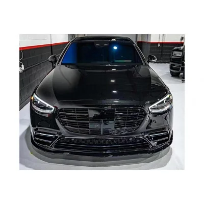 Kit Aerodinámico Mercedes Clase S W223 AMG Sport Line Difusor + Spoilers Negro Piano
