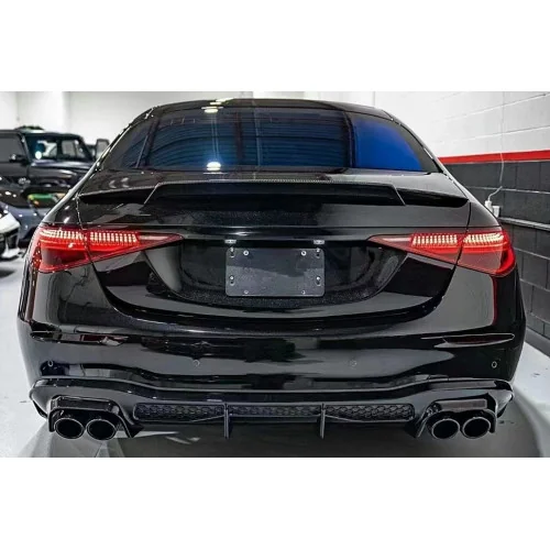 Kit Aerodinámico Mercedes Clase S W223 AMG Sport Line Difusor + Spoilers Negro Piano
