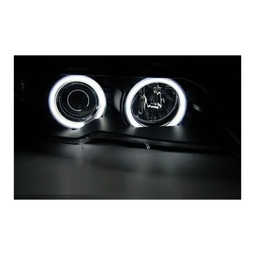 Faros delanteros Xenón Angel Eyes CCFL Negro para BMW Serie 3 E46 Coupé / Cabrio (2003-2006)