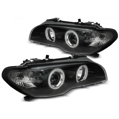 Faros delanteros Xenón Angel Eyes CCFL Negro para BMW Serie 3 E46 Coupé / Cabrio (2003-2006)