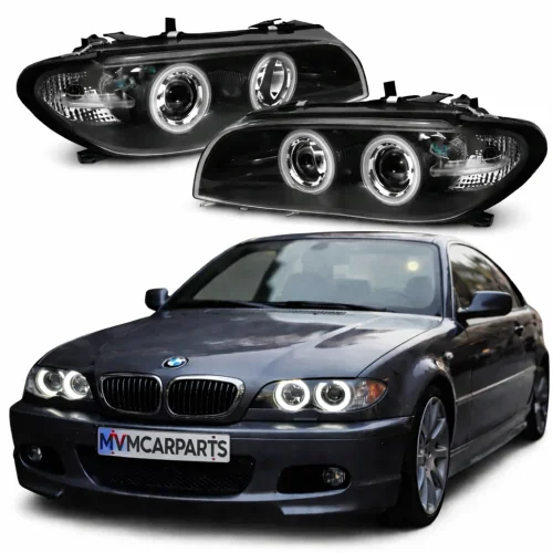 Faros delanteros Xenón Angel Eyes CCFL Negro para BMW Serie 3 E46 Coupé / Cabrio (2003-2006)