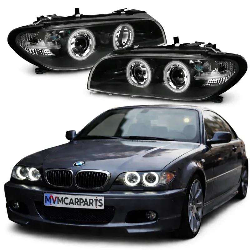Faros delanteros Xenón Angel Eyes CCFL Negro para BMW Serie 3 E46 Coupé / Cabrio (2003-2006)