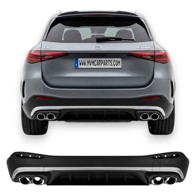 Difusor trasero para Mercedes GLC SUV X254 look GLC43 AMG Salidas Cromadas