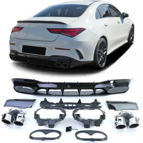 Difusor trasero para Mercedes CLA W118 look CLA45 AMG Salidas Cromadas