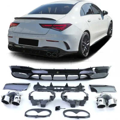 Difusor trasero para Mercedes CLA W118 look CLA45 AMG Salidas Cromadas