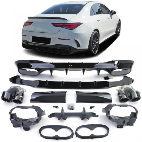 Difusor trasero para Mercedes CLA W118 look CLA45 AMG Salidas Negras