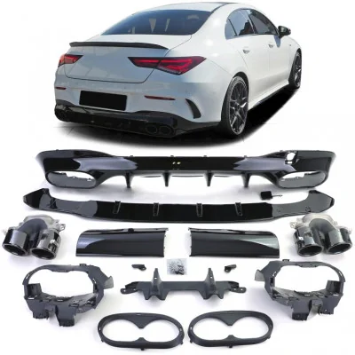 Difusor trasero para Mercedes CLA W118 look CLA45 AMG Salidas Negras