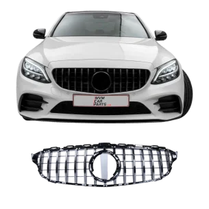 Parrilla delantera para Mercedes Clase C W205 Facelift +2018 Panamericana Cromada Sin Camara