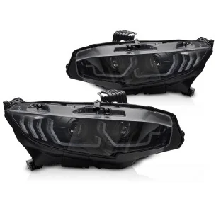 Faros delanteros DRL Dinámicos Honda Civic X 2016-2021 Fondo Negro