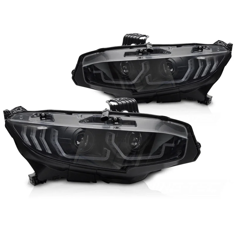 Faros delanteros DRL Dinámicos Honda Civic X 2016-2021 Fondo Negro