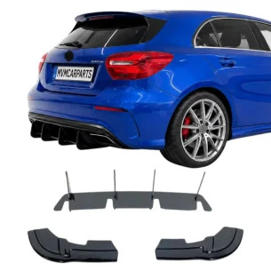 Añadido de difusor trasero para Mercedes Clase A W176 AMG 2016-2018 Negro Brillo