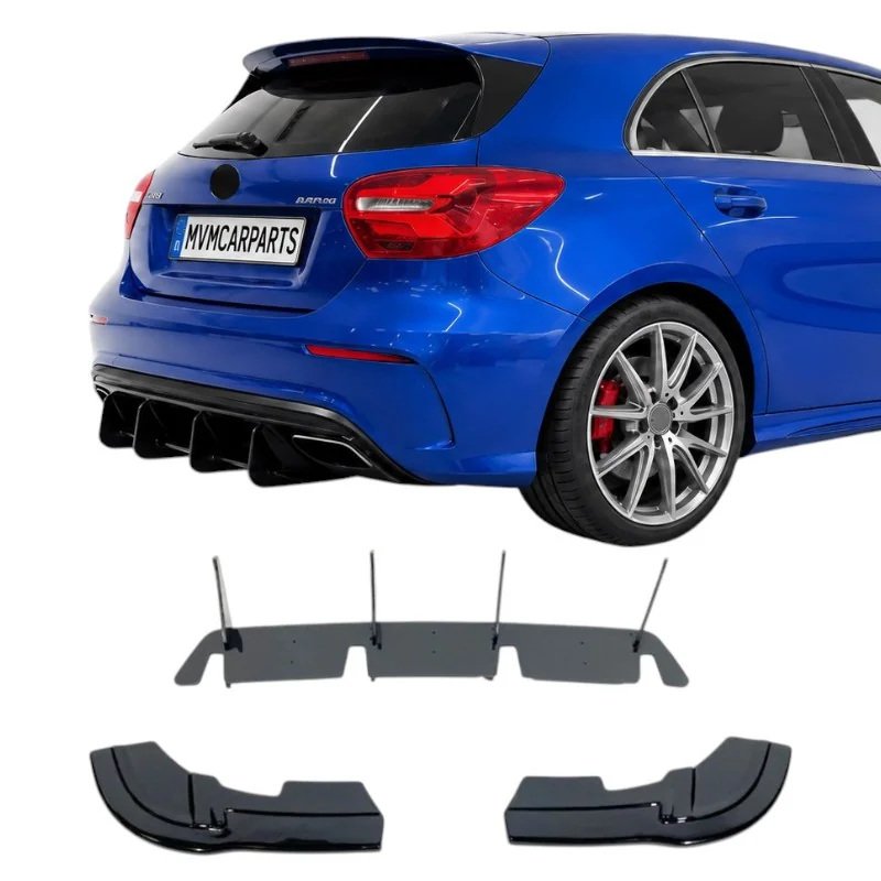 Añadido de difusor trasero para Mercedes Clase A W176 AMG 2016-2018 Negro Brillo