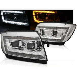 Faros FULL LED Tube Light Cromados con DRL Secuencial para VW Crafter II +2017