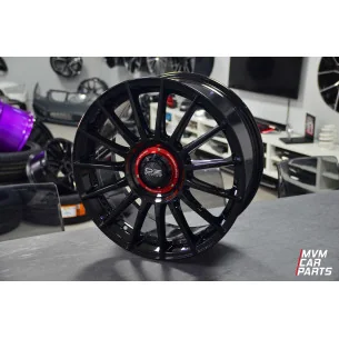 Juego de 4 Llantas 19 OZ Superturismo Evoluzione Racing Gloss Black Red Letter