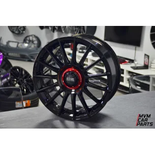 Juego de 4 Llantas 19 OZ Superturismo Evoluzione Racing Gloss Black Red Letter