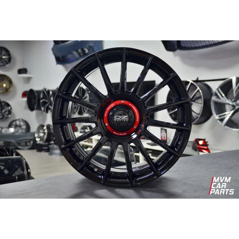 Juego de 4 Llantas 19 OZ Superturismo Evoluzione Racing Gloss Black Red Letter