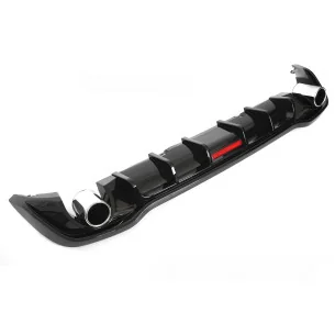 Difusor trasero Volkswagen Golf 8 Negro Brillo con Doble Salida y Luz LED