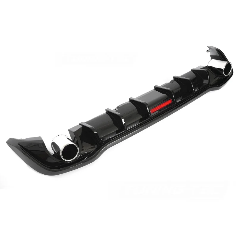 Difusor trasero Volkswagen Golf 8 Negro Brillo con Doble Salida y Luz LED