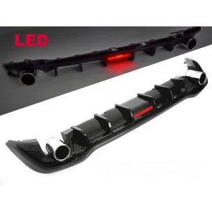 Difusor trasero Volkswagen Golf 8 Negro Brillo con Doble Salida y Luz LED
