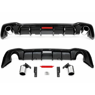 Difusor trasero Volkswagen Golf 8 Negro Brillo con Doble Salida y Luz LED