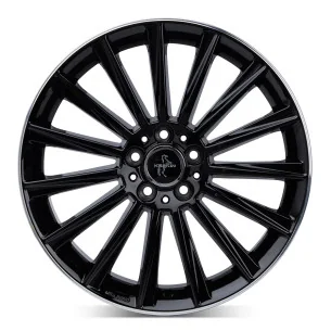Juego de 4 Llantas 21 Pulgadas Keskin KT18 Turbo Negra Borde Pulido MV005