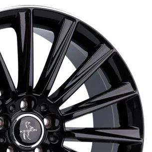 Juego de 4 Llantas 21 Pulgadas Keskin KT18 Turbo Negra Borde Pulido MV005