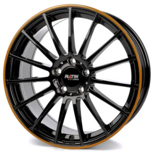 Juego de 4 Llantas PLATIN P75 Negro borde naranja - 7