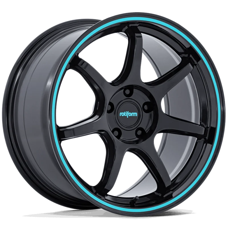 Juego de 4 Llantas FlowForming Rotiform BPU Black Teal Stripe - 9