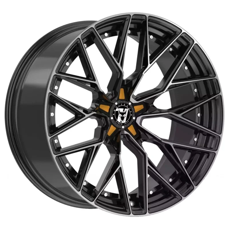 Juego de 4 Llantas Wolfrace 71 WOLFSBURG GTR Gloss Raven Black polished Orange - 8