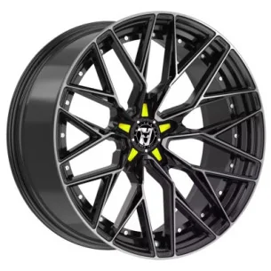 Juego de 4 Llantas Wolfrace 71 WOLFSBURG GTR Gloss Raven Black polished Yellow - 8