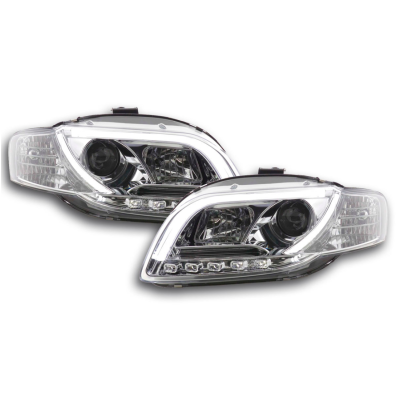 Faros delanteros con luz diurna para Audi A4 B7 Cromados