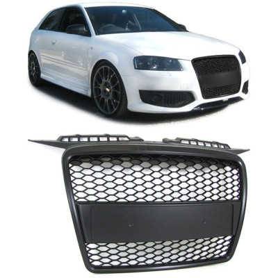 Rejilla delantera para Audi A3 8P tipo RS3 Negra mate