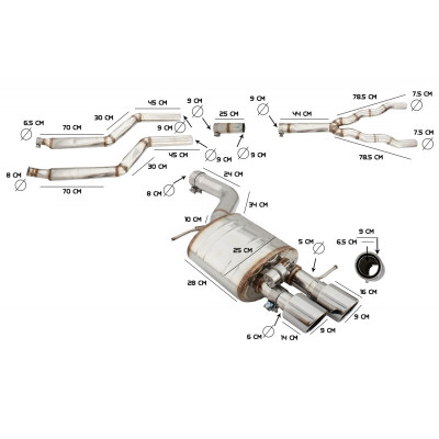 Sistema de escape deportivo completo para BMW Serie 5 F10 con Valvetronic