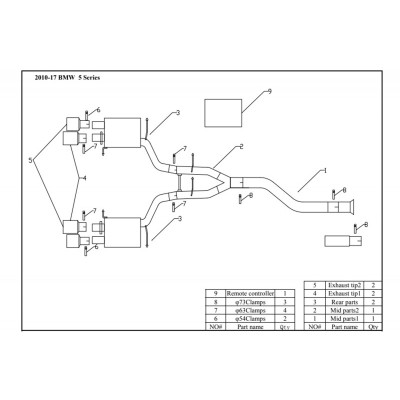 Sistema de escape deportivo completo para BMW Serie 5 F10 con Valvetronic