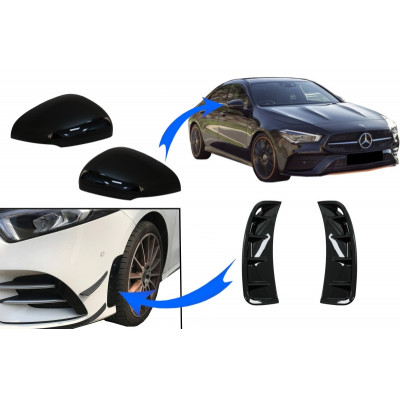 Paquete Night Vision Carcasas retrovisor + Branquias delanteras para Mercedes
